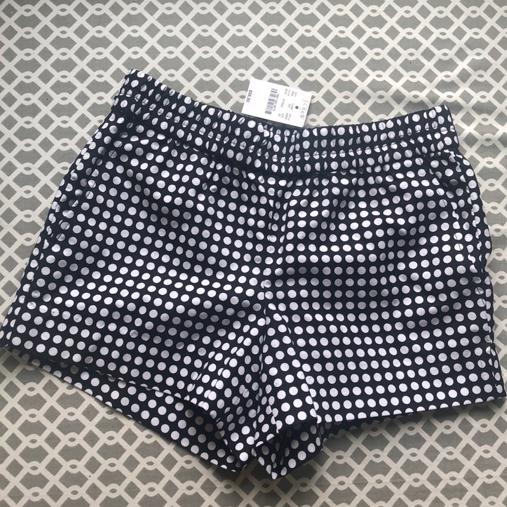 new w/ tags jcrew black & white polka dots shorts